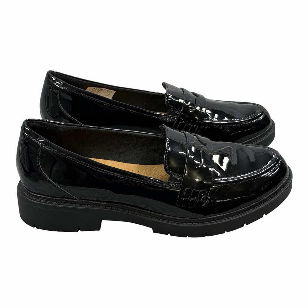 Clarks Size-8.5M Women Westlynn Ayla Patent Leather Black Loafers Shoes